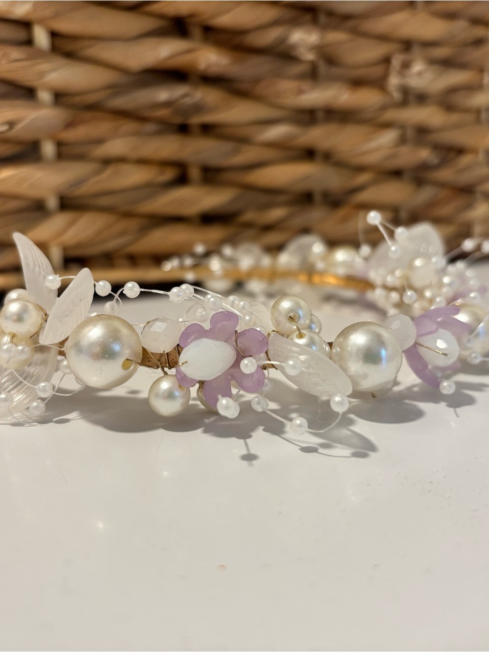 Pearl & Lavender Floral Hair Headband- Women Accessories